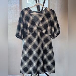 Asos Design Black/Grey/White Mini Dress -Size: 12P (EU 44) PETITE